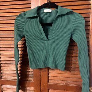 Green Aritzia Ribbed Polo